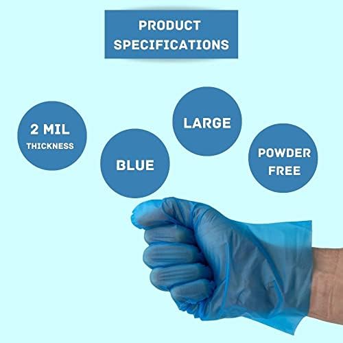 PSBM Disposable Food Service Gloves Blue Large 2 Mil Thick 2000 Pack