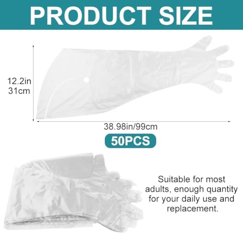 50 Pack Halter Disposable Long Gloves for Veterinary Use and Cleaning