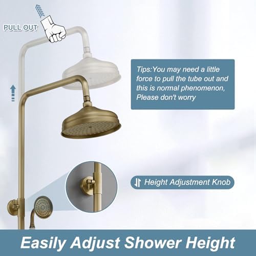 BWE Outdoor Showers Triple Function with antique brass finish