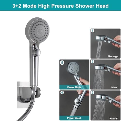 RV Shower Head 5-Modes High Pressure Water Saving No Drilling Motorhome