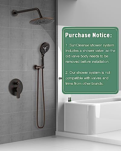 SunCleanse - Showers Set - Oil-Rubbed Bronze - 7-Setting Spray - Rain Shower Head