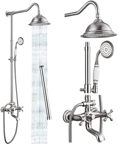 Gotonovo 8-in-1 Luxury Bathtub Shower Faucet with Adjustable Height Brass Finish