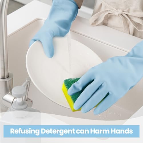2 Pair Reusable Rubber Cleaning Gloves for Kitchen Bathroom and Household