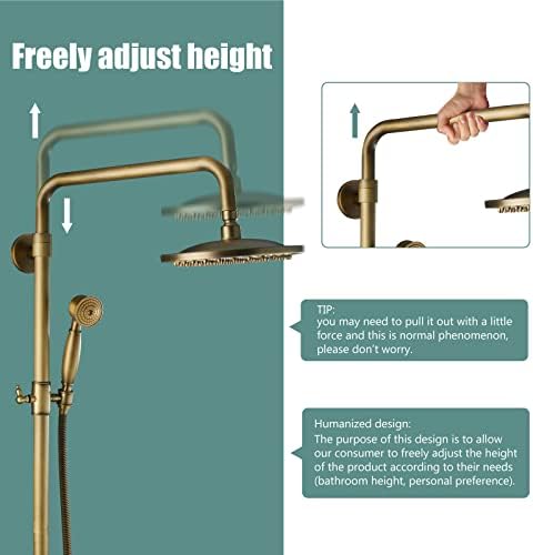 Antique Brass 8 Rainfall Shower Head with Sprayer Handheld Faucet
