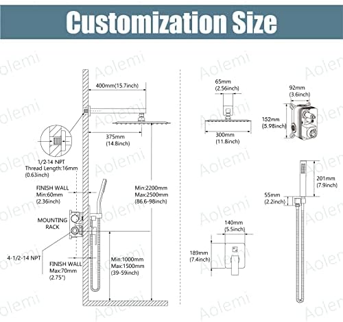 Aolemi Oil-Rubbed Bronze 12-Inch Wall-Mounted Shower System