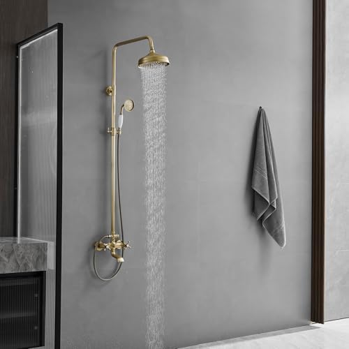 BWE Outdoor Showers Triple Function with antique brass finish