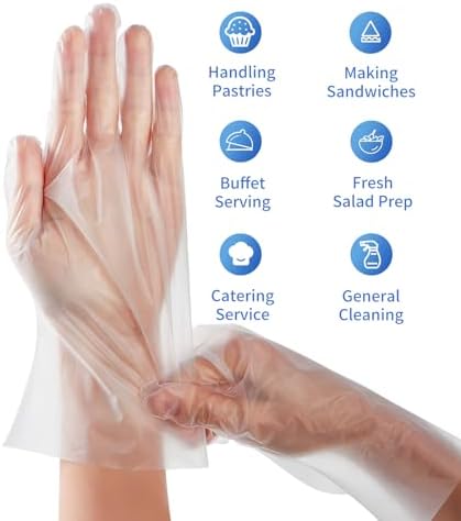 1000pc Food Safe Plastic Gloves for Restaurant Use