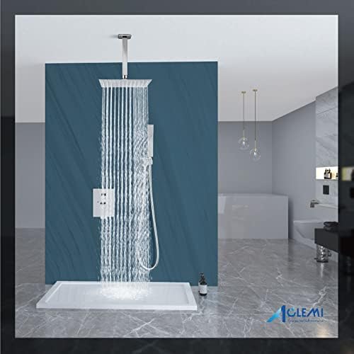 Durable Ceiling Mounted Shower System - Overhead Rain Handheld Spray with Chrome Finish