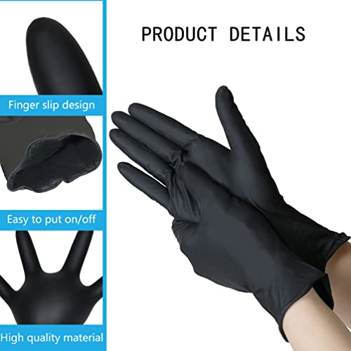 AKGK 100-Pack Nitrile Gloves Small Black Disabilities Powder-Free Latex-Free