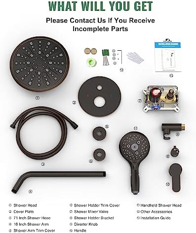 SunCleanse - Showers Set - Oil-Rubbed Bronze - 7-Setting Spray - Rain Shower Head