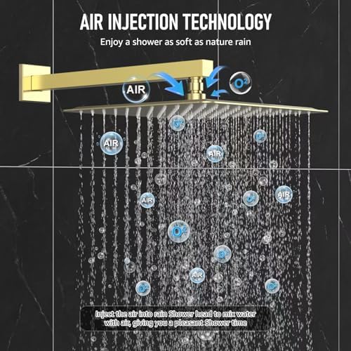 Luxury Bathtub Shower System with 12 Rain shower and Champagne Bronze Set