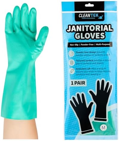 Professional 15 Mil Medium Cleaning Gloves Chemical-Tolerant No-Powder Latex-Free