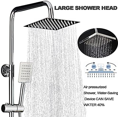 iMeshbean Stainless Steel Silver Shower Faucet Set Wall Mount Triple Function