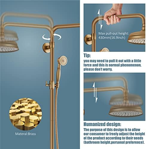 Aolemi Antique Brass Exposed Shower Faucet Set