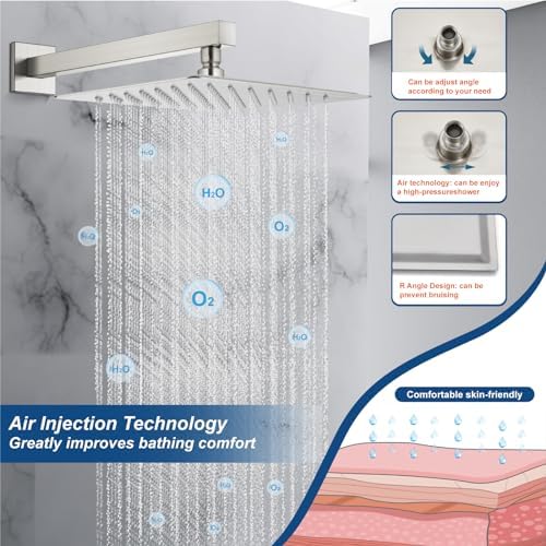 Midanya Rain Shower System 12 Square Brushed Nickel