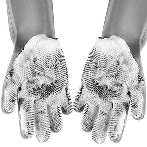 Reusable Silicone Dishwashing Gloves Heat-Resistant Kitchen Bathroom Cleaning