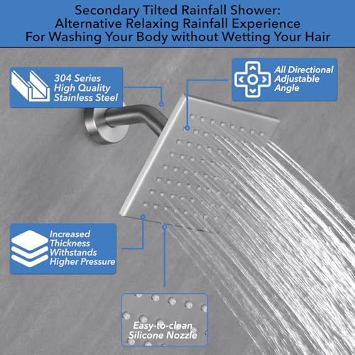 VANFOXLE 4 Modes Shower Faucet Set Brushed Nickel