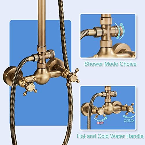 MOSSON Antique Brass Shower System Durable Stylish Outdoor Bathroom Fixtures