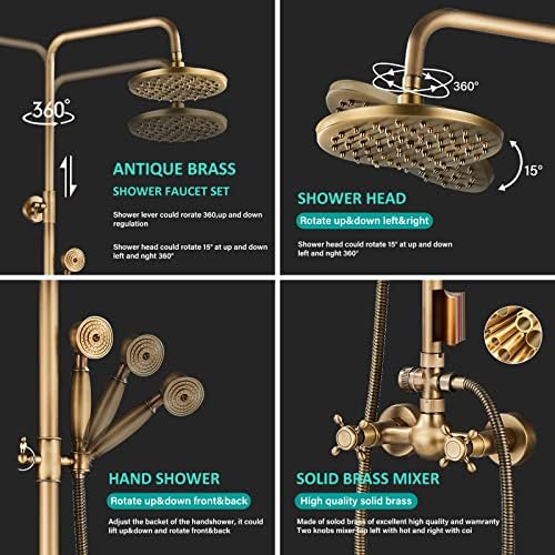 Customizable antique brass bathroom shower faucet system set