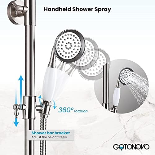Gotonovo Brushed Nickel 8-inch Rainfall Shower Faucet Set