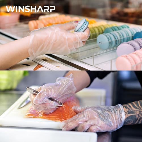 Winsharp Plastic Food Safe Gloves Kitchen Gloves for Storage Cooking