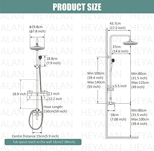 Antique Brass 8 Rainfall Shower Head with Sprayer Handheld Faucet