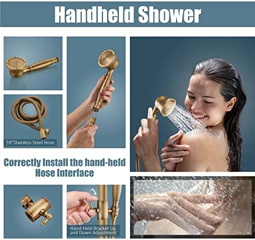 Aolemi Antique Brass Exposed Shower Faucet Set