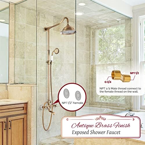 Premium 3-in-1 antique Brass Shower Faucet Set