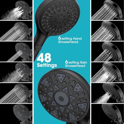 Dual Handheld Shower Head Combo with 80 Inch Hose and 6 Settings