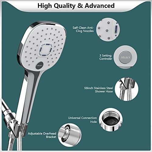 High Pressure Handheld Shower Head with 3 Spray Modes