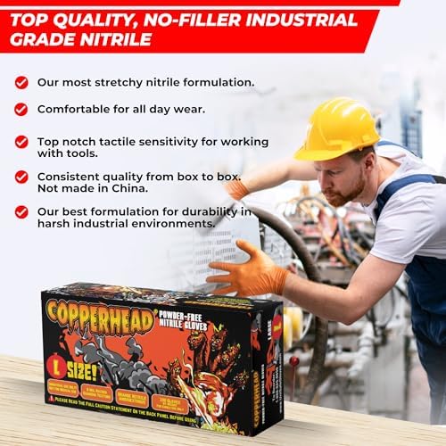 Copperhead HD Orange Nitrile Gloves