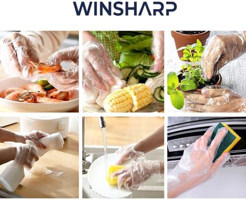 Winsharp Plastic Food Safe Gloves Kitchen Gloves for Storage Cooking