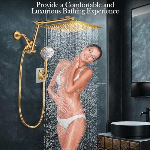 12 gold rainfall shower with adjustable extension