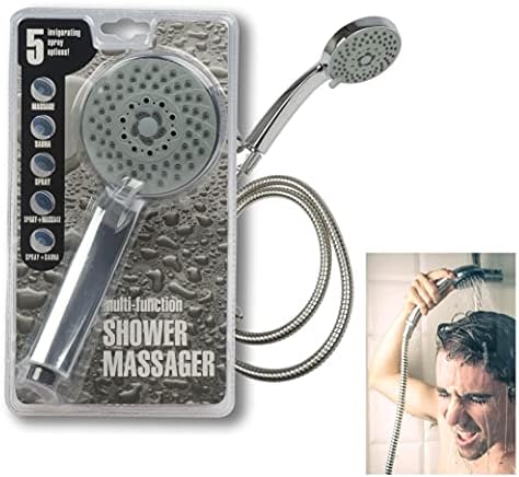 Premium Multi-Function Shower Head Massager - 59 Chrome Silver Hose nozzle