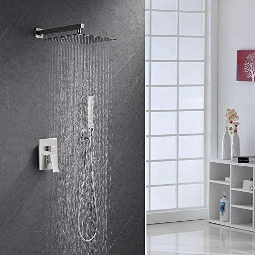 Iriber Brushed Nickel Shower System with 12 Inch Rain Shower Head