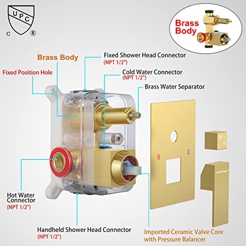 Sturdy Modern 10 Brushed Gold Shower Faucet Set