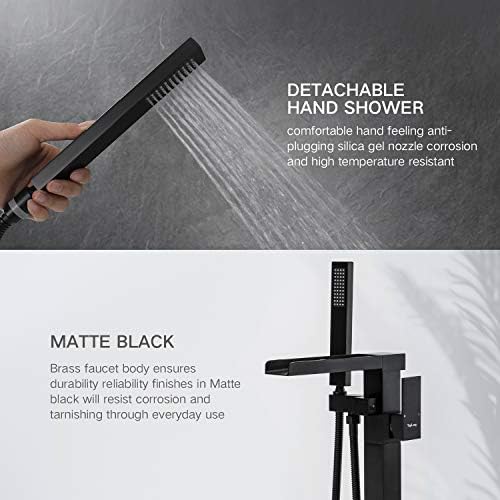 Freestanding bathtub Faucet with 6 GPM Flow Matte Black