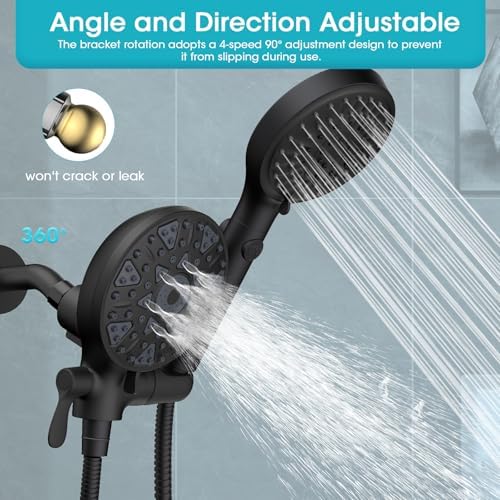 Dual Handheld Shower Head Combo with 80 Inch Hose and 6 Settings