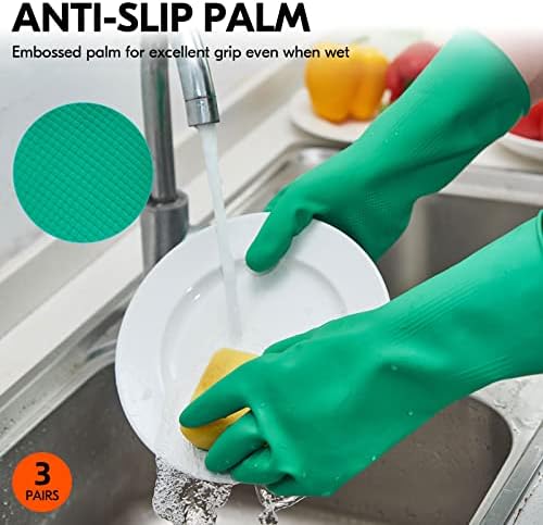 Vgo 3-Pairs Reusable Household Gloves with Long Sleeves