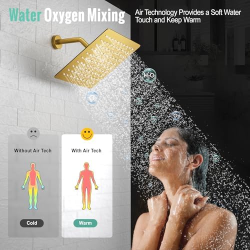 SR SUN RISE 8-Inch Rain shower system Brushed Gold