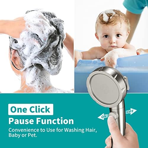 MIAOHUI Modern Handheld Shower Head with 3 Spray Modes Brushed Nickel