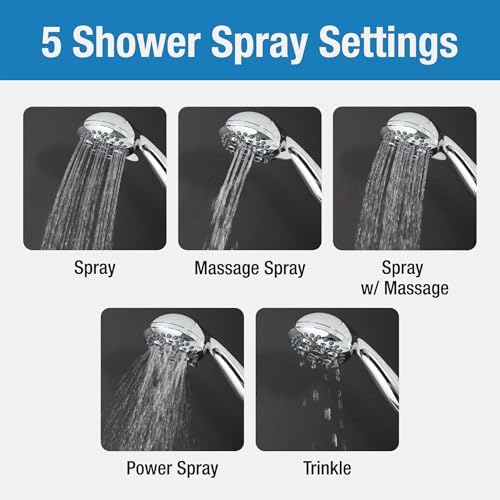Danco 5 Spray Setting Handheld Shower Head Charming Chrome Hydrodynamic Design