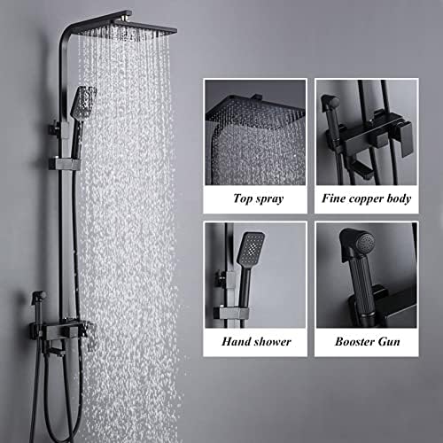 High Pressure Rainfall Showerhead and Handheld Spray - Matte Black