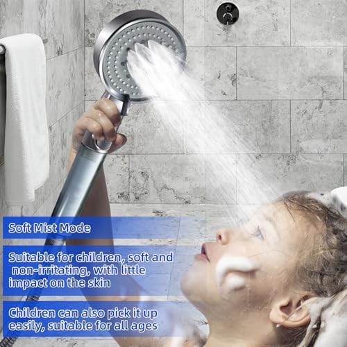 High Pressure Shower Head with Mist Mode 5 Spray Configure 59 Extendable Hose
