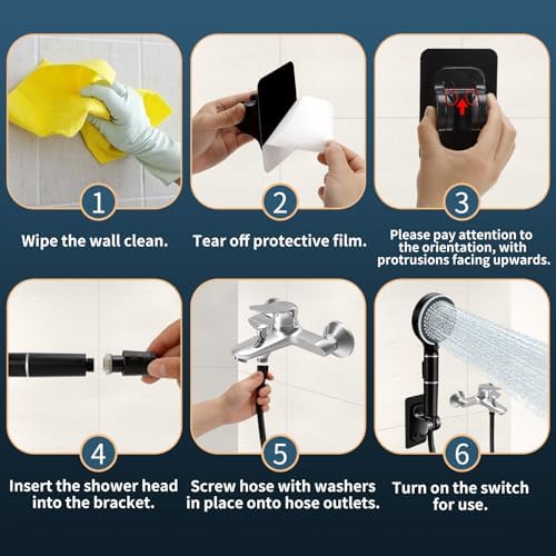 Deuanb High Pressure Detachable Handheld Shower Head 6-Mode 59 Hose
