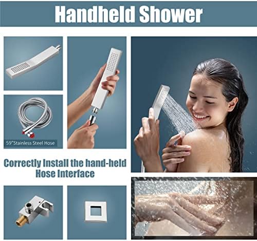 Durable Ceiling Mounted Shower System - Overhead Rain Handheld Spray with Chrome Finish