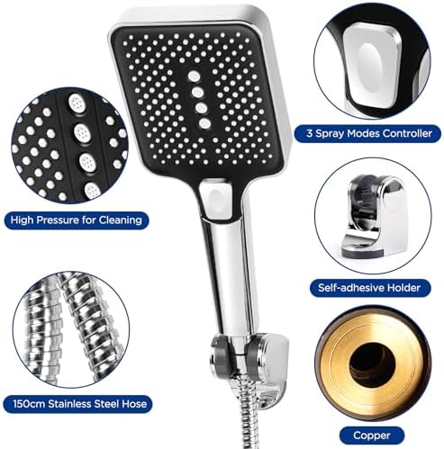 Adjustable Handheld Shower Head with 3 Modes