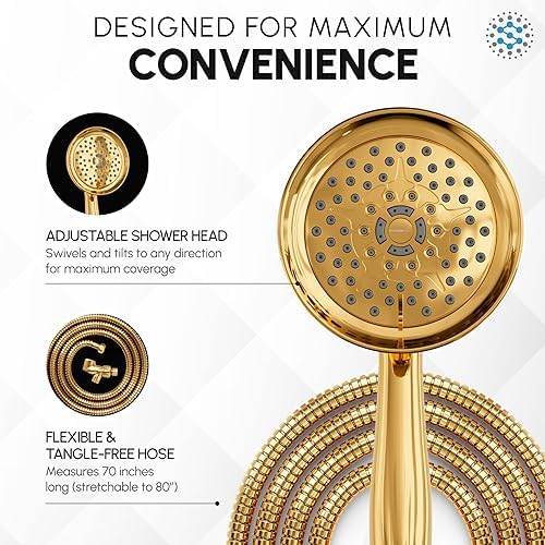 Luxury Spa ImperialShine Gold Hand Held Shower Head