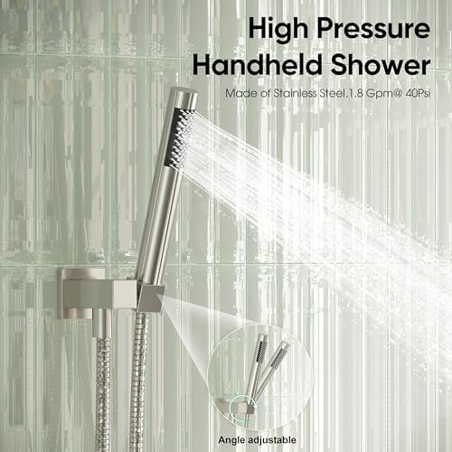 Luxury 10 In Brush Nickel Shower Faucet Set