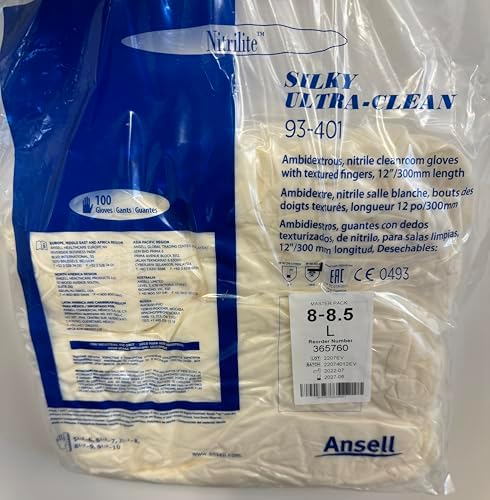 Nitrile White Gloves Large 8-85 100 Pack Powder Free